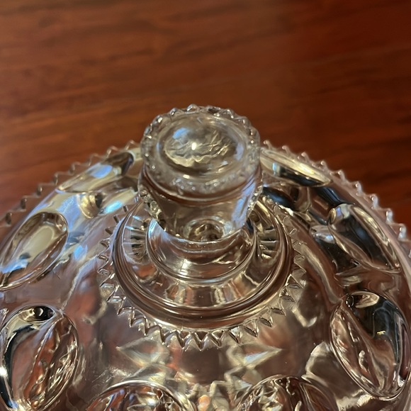 Vintage Coin Dot Cut Glass Clear Colour Lidded Dish - Picture 2 of 9